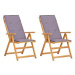 Zahradní polohovací židle 2 ks hnědé masivní akáciové dřevo 45936