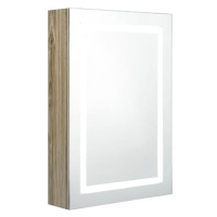 Shumee LED Koupelnová skřínka se zrcadlem - dub, 50 × 13 × 70 cm