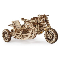 3D dřevěné mechanické puzzle - Motorka s vozíkem