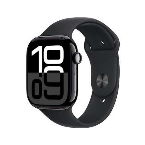 Apple Watch Series 10 42mm Klavírně černý hliník s černým sportovním řemínkem - M/L