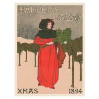 Obrazová reprodukce Harpers Bazar Christmas 1894 (Festive Vintage Christmas Poster Ft. Lady pick