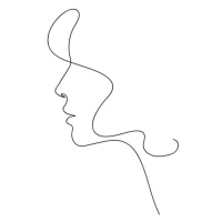 Ilustrace Woman profile with long hair. Portrait, prezent, 30 × 40 cm