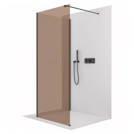 CERANO Sprchová zástěna Walk-in Onyx Corner Cube L/P 8 mm hranatá vzpěra černá matná, bronzové s