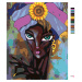 Malování podle čísel - AFRICKÁ ŽENA SE SLUNEČNICÍ Rozměr: 80x100 cm, Rámování: bez rámu a bez vy