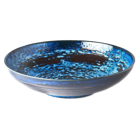Modrá keramická servírovací mísa MIJ Copper Swirl, ø 28 cm