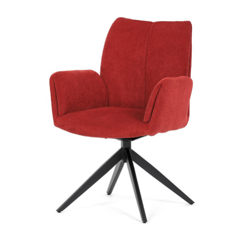 Židle jídelní, červená látka, otočný mechanismus 180°, černý kov Autronic