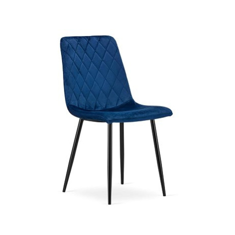 TEXTILOMANIE Modrá sametová židle Turin s černými nohami