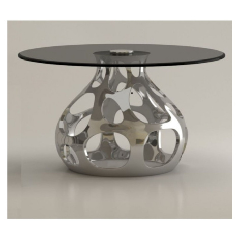 KARE Design Jídelní stůl Volcano - stříbrný, Ø120cm