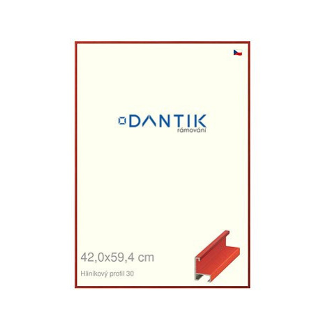 DANTIK rámeček 42 × 59,4, ALU profil 6030 Dýha barevný červený třešeň plexi čiré