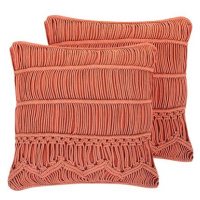 BELIANI, Sada 2 bavlněných polštářů 45 x 45 cm oranžová AKKOY, 204843