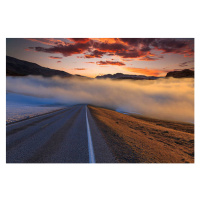 Fotografie The road in the fog at sunset. Norway, Anton Petrus, 40 × 26.7 cm