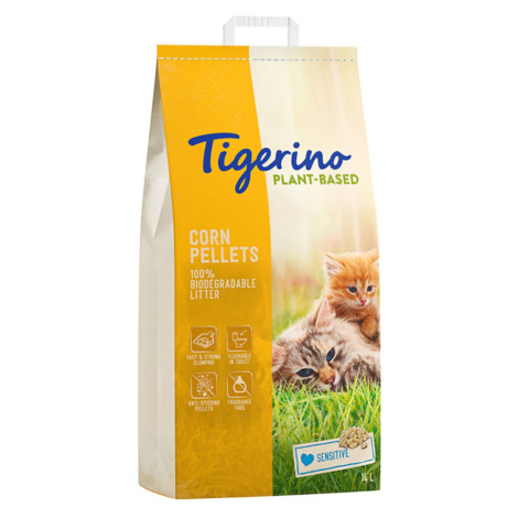 Tigerino Plant-Based kukuřičné stelivo pro citlivé kočky bez vůně - výhodné balení: 2 x 14 l