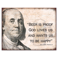 Plechová cedule Ben Franklin - Beer, (42 x 30 cm)