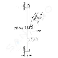 GROHE Vitalio Start Set sprchové hlavice, tyče a hadice, 2 proudy, chrom 26954001