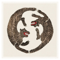 Obrazová reprodukce Japanese Tiger Woodblock Print (Japandi Design) - Taguchi Tomoki, (40 x 40 c