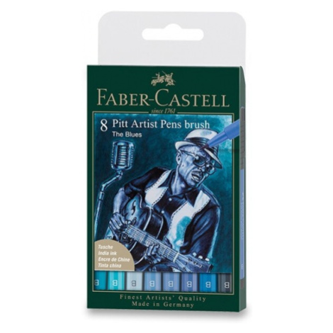 Popisovač Faber-Castell Pitt Artist Pen Brush Blues sada 8 ks, hrot B Faber-Castell