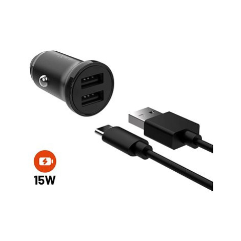 FIXED s 2xUSB výstupem a USB/USB-C kabelem 1 metr 15W Smart Rapid Charge černá