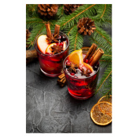 Fotografie Two Glasses of Christmas Mulled Red, bergserg, 26.7 × 40 cm