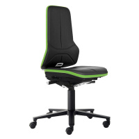bimos Průmyslová otočná židle NEON ESD, kolečka, permanentní kontakt, koženka, zelený flexibilní