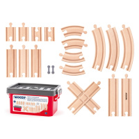 WOODY - Set kolejí v plastovém boxu, 20ks