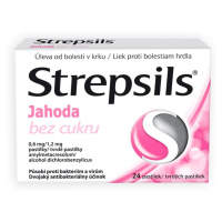 STREPSILS Jahoda bez cukru 0.6 mg/1.2 mg 24 pastilek