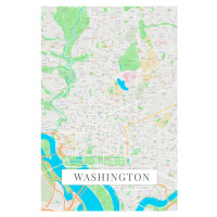 Mapa Washington color, (26.7 x 40 cm)