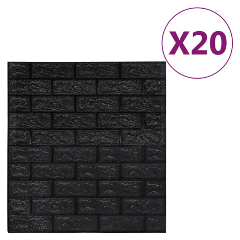 vidaXL 3D tapeta cihly samolepící 20 ks černá