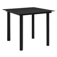 Zahradní jídelní stůl černý 80 × 80 × 74 cm ocel a sklo, 312161