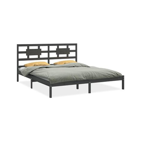 Rám postele šedý masivní dřevo 200 × 200 cm, 3105687 SHUMEE