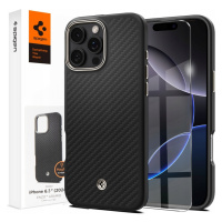 Pouzdro Sklo Spigen pro iPhone 16 Pro, Enzo Aramid Carbon, Matné Černé