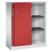 C+P Skříň s posuvnými dveřmi ASISTO, výška 1292 mm, šířka 1000 mm, světlá šedá/ohnivě červená