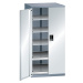 LISTA Zásuvková skříň s otočnými dveřmi, výška 1450 mm, 5 polic, nosnost 200 kg, šedá metalíza /