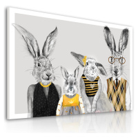 Obraz na plátně HIPSTER RABBIT FAMILY H různé rozměry Ludesign ludesign obrazy: 80x60 cm