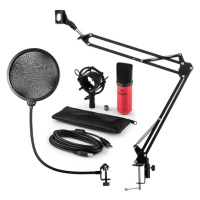 Auna MIC-900RD, USB MIKROFONNÍ SADA V4, ČERVENÁ, kondenzátorové mikrofony, POP FILTER, mikrofonn