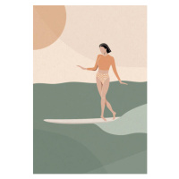Ilustrace Surfer Girl Gliding on the Wave, LucidSurf, 26.7x40 cm