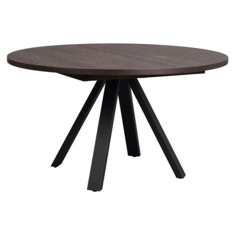 Tmavě hnědý kulatý rozkládací jídelní stůl v dekoru dubu ø 135 cm Maddock – Rowico