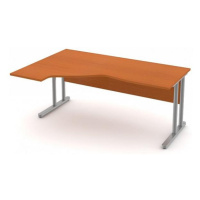 Stůl pracovní rohový ERGO - kovová podnož třešeň, Levý, 220 cm, Šedá bez výplně, Záda-dekor desk