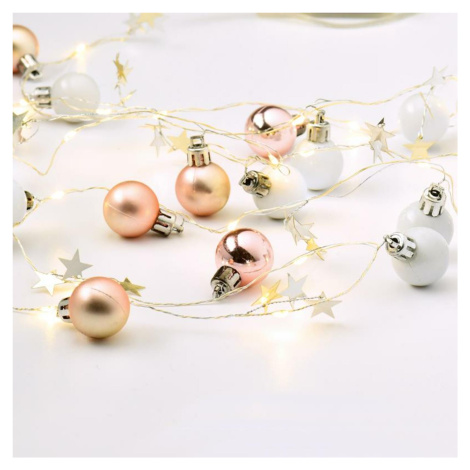 ACA Lighting vánoční girlanda s bílými baňkami 20 LED WW stříbrný měďený drát dekorační řetěz, b