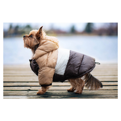 Vsepropejska Palaton prošívaná bunda pro psa s kapucí Barva: Hnědá, Délka zad (cm): 22, Obvod hr