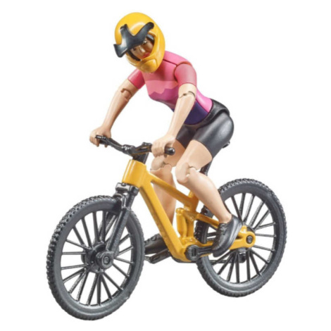 BRUDER 63111 Set figurka cyklistka s jízdním kolem s stojanem plast Brüder Mannesmann