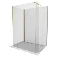 MEXEN/S Kioto Sprchová zástěna WALK-IN 125 x 100 x 30 cm, transparent, zlatá 800-125-100-221-50-