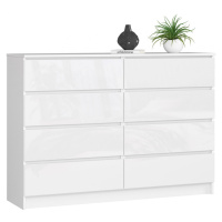 Ak furniture Komoda Rollo X 138,4 cm bílá lesklá