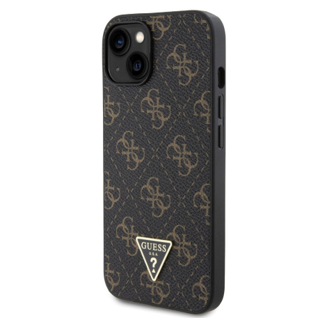 Zadní kryt Guess PU Leather 4G Triangle Metal Logo pro Apple iPhone 14, černá