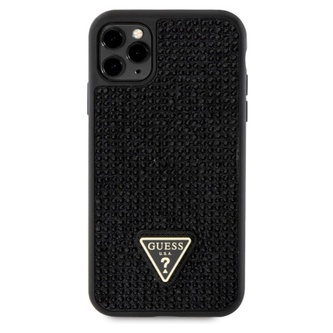 Guess Rhinestones Triangle Metal Logo kryt pro iPhone 11 Pro černý