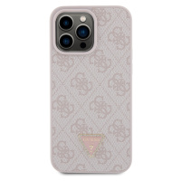 Zadní kryt Guess PU 4G Strass Triangle Metal Logo pro Apple iPhone 15 Pro Max, pink