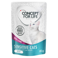 Výhodné balení Concept for Life bez obilovin 24 x 85 g - Senstive Cats jehněčí - v želé