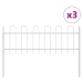 vidaXL Zahradní plot 3 pcs Bílá 5,1 x 0,6 m Práškově lakovaná ocel