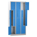 eurokraft basic Šatní Z-skříň AMSTERDAM, šířka 1185 mm, 3 oddíly, 6 dveří, barva dveří světle mo