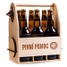 FK Dřevěný nosič na pivo s celokovovým otvírákem + 6ks kulatých podtácků - PIVNÍ POMOC 32x26x16 