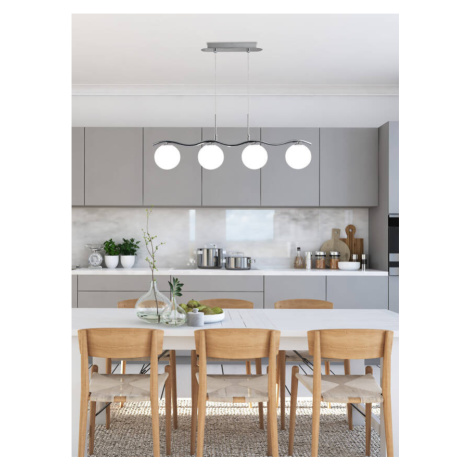 Závěsná lampa chrom/bílá koule 4 Ramon CANDELLUX